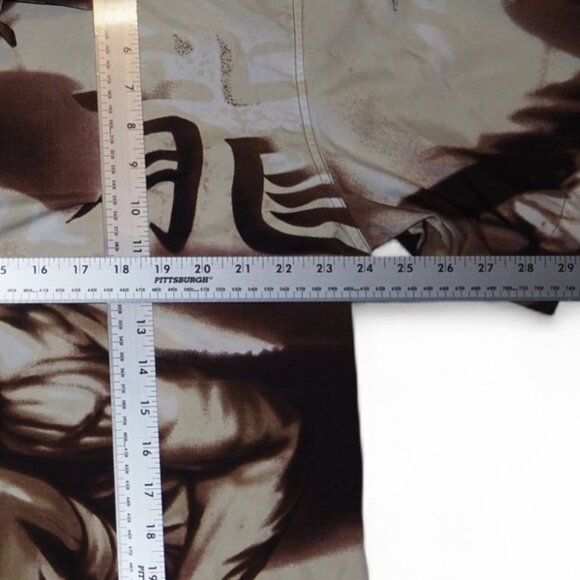 R-World Vintage Japanese Anime Warrior Double Sided Button Shirt Men's L - Picture 8 of 8